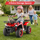 OLAKIDS 12V Kids ATV Quad with 2 Speeds, Spring Suspension, LED Lights, Music & Story Player, Big Tires, 2 Storage Spaces, Ride On Car for Boys Girls Ages 3+