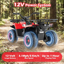 OLAKIDS 12V Kids ATV Quad with 2 Speeds, Spring Suspension, LED Lights, Music & Story Player, Big Tires, 2 Storage Spaces, Ride On Car for Boys Girls Ages 3+