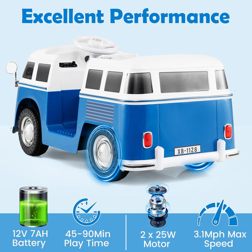 OLAKIDS Licensed Volkswagen Ride on Car 12V Kids Electric Vehicle Bus