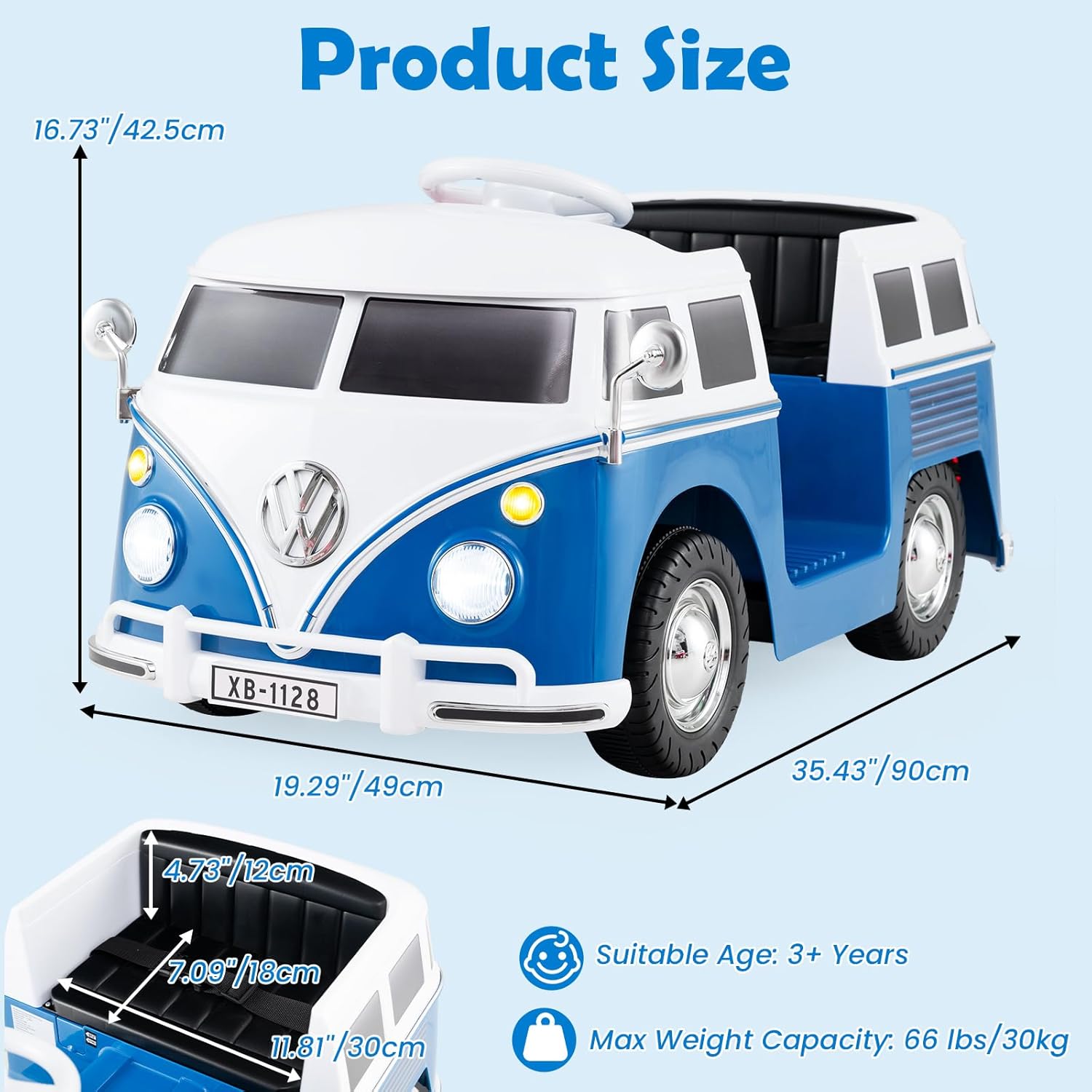 OLAKIDS Licensed Volkswagen Ride on Car 12V Kids Electric Vehicle Bus