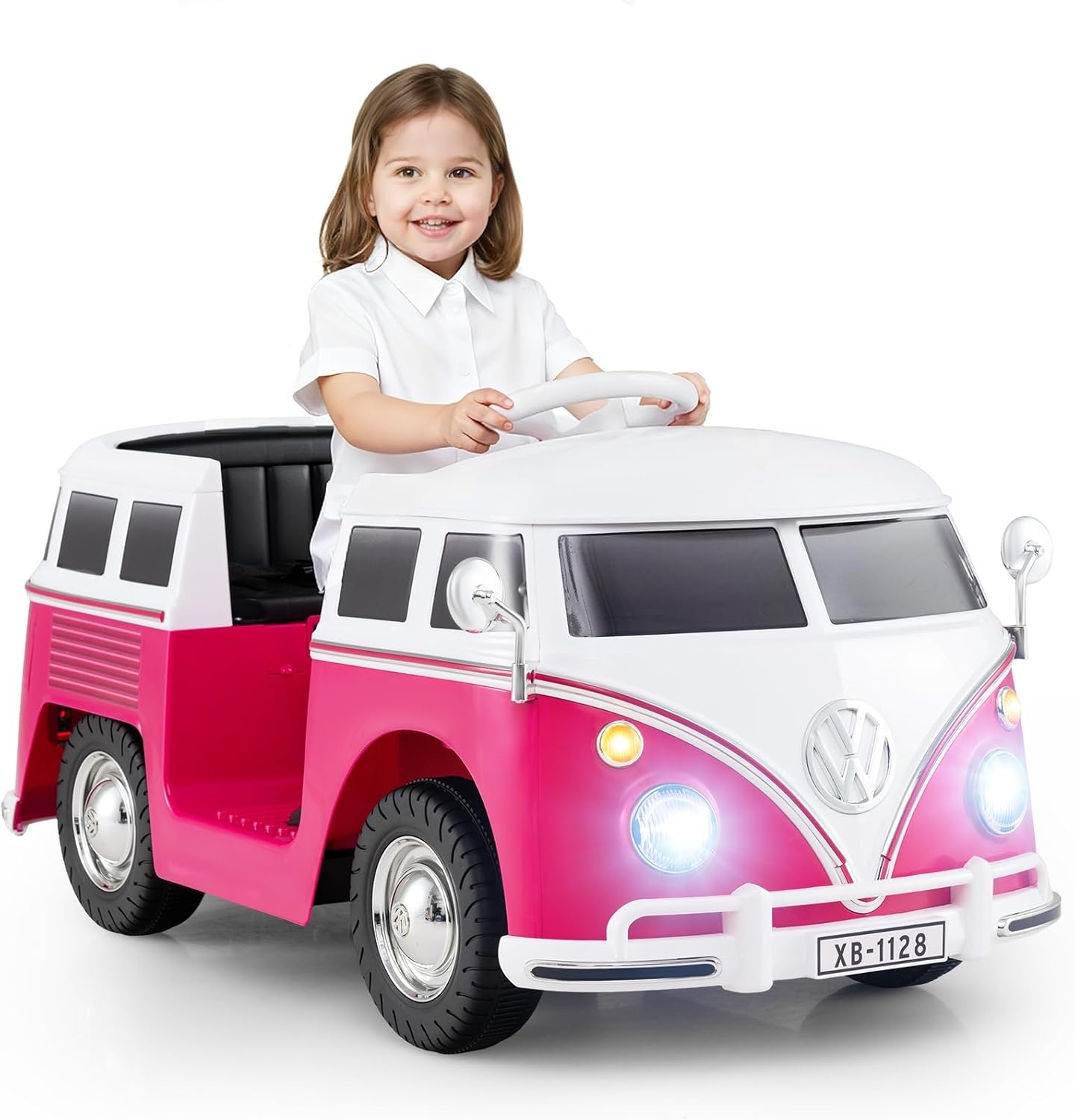 OLAKIDS Licensed Volkswagen Ride on Car 12V Kids Electric Vehicle Bus