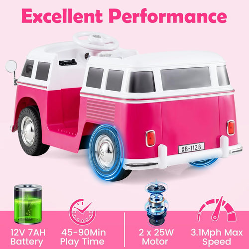 OLAKIDS Licensed Volkswagen Ride on Car 12V Kids Electric Vehicle Bus