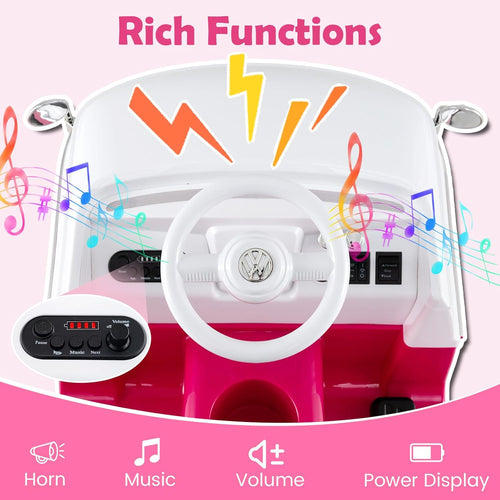 OLAKIDS Licensed Volkswagen Ride on Car 12V Kids Electric Vehicle Bus