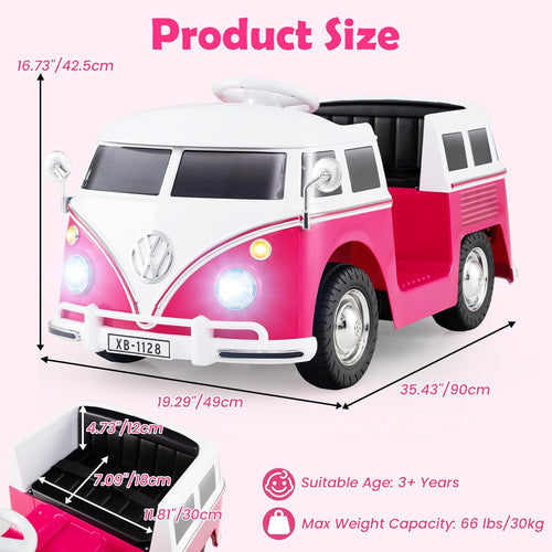 OLAKIDS Licensed Volkswagen Ride on Car 12V Kids Electric Vehicle Bus