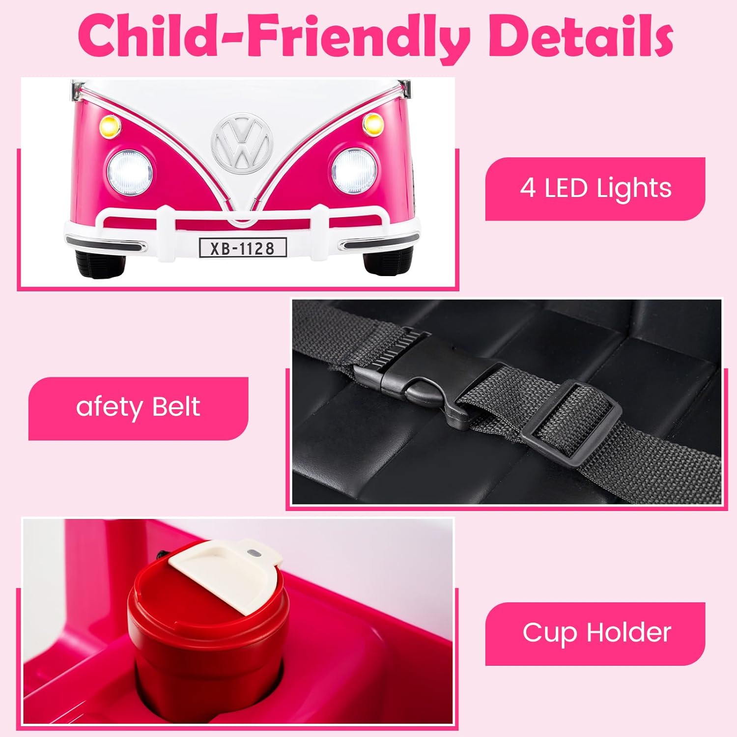 OLAKIDS Licensed Volkswagen Ride on Car 12V Kids Electric Vehicle Bus