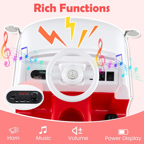 OLAKIDS Licensed Volkswagen Ride on Car 12V Kids Electric Vehicle Bus
