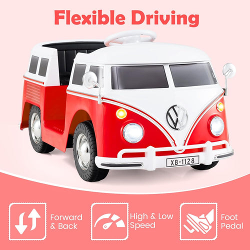 OLAKIDS Licensed Volkswagen Ride on Car 12V Kids Electric Vehicle Bus