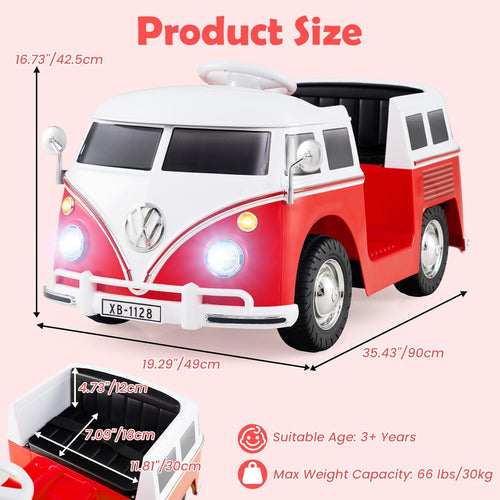 OLAKIDS Licensed Volkswagen Ride on Car 12V Kids Electric Vehicle Bus