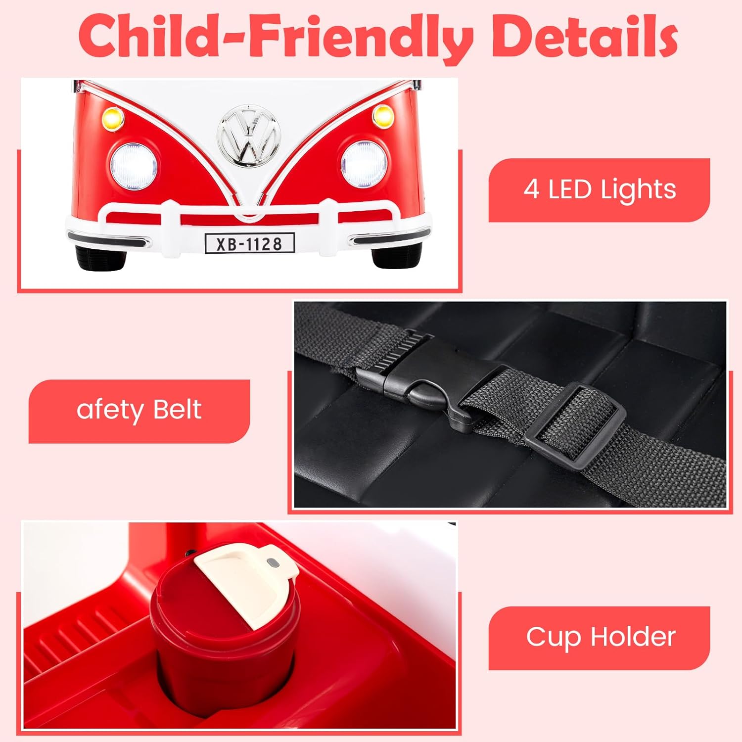 OLAKIDS Licensed Volkswagen Ride on Car 12V Kids Electric Vehicle Bus