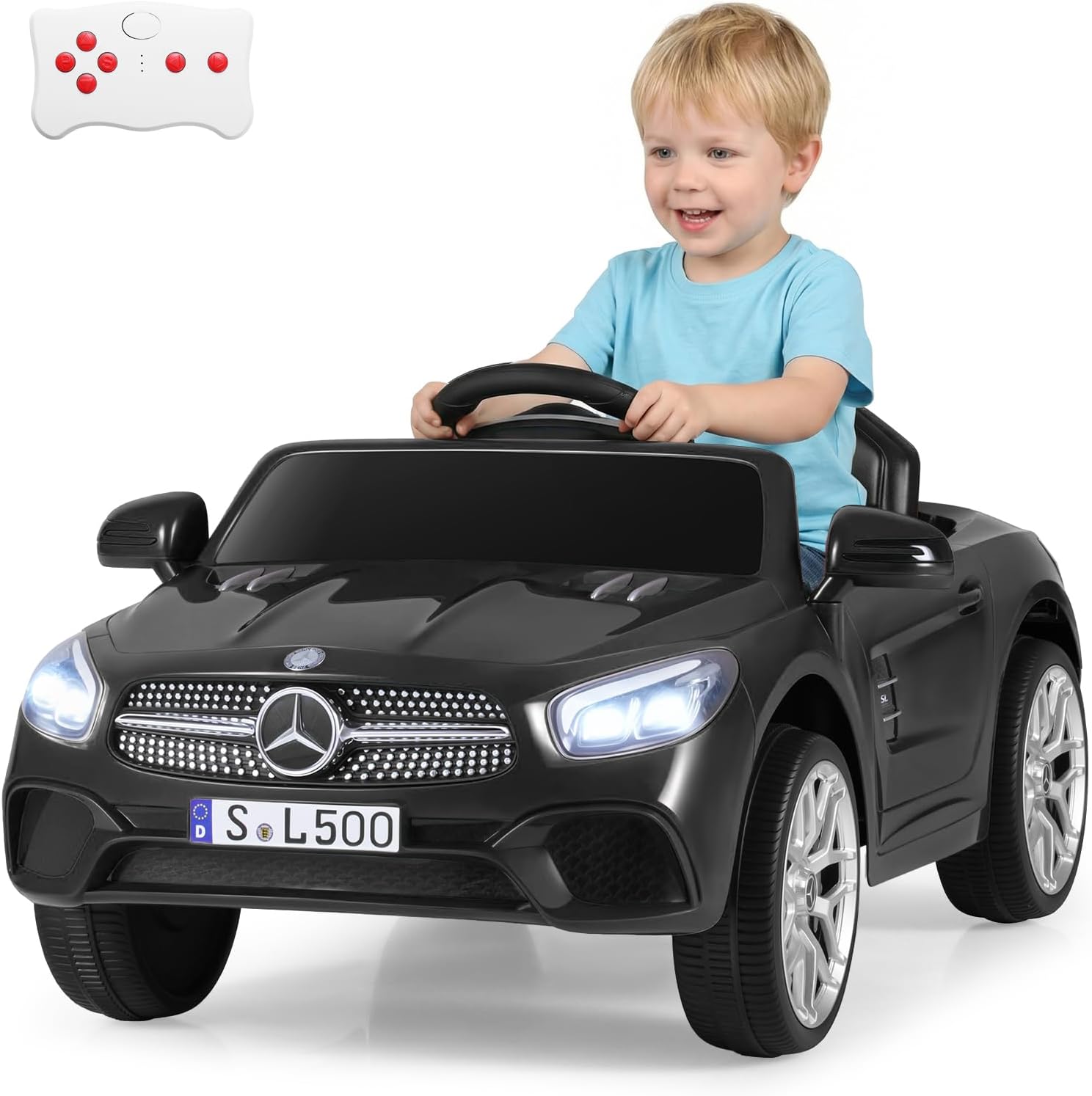 OLAKIDS Licensed Mercedes Benz SL500 12V Kids Ride On Car with Parental Remote, Suspension, Bluetooth & Music