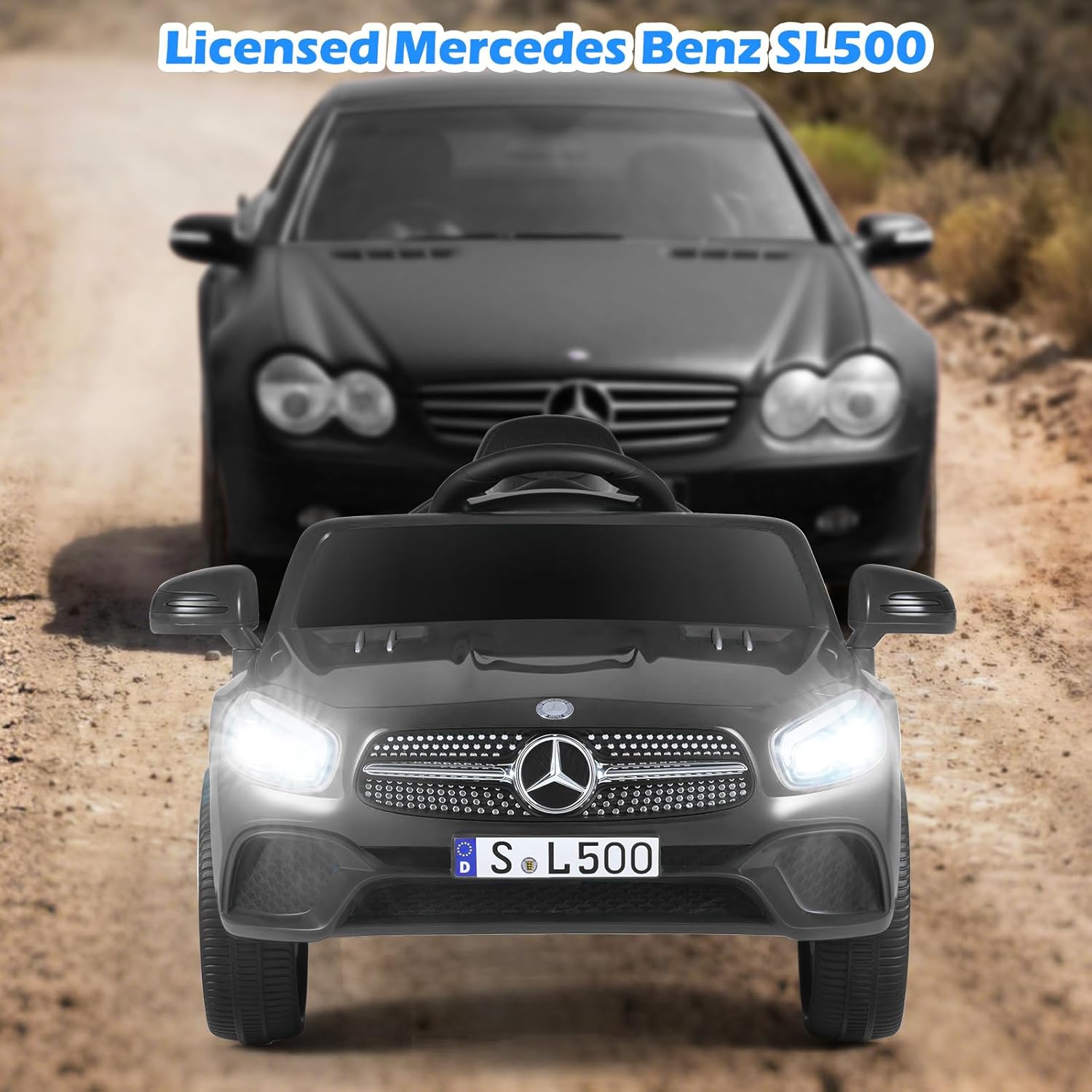 OLAKIDS Licensed Mercedes Benz SL500 12V Kids Ride On Car with Parental Remote, Suspension, Bluetooth & Music