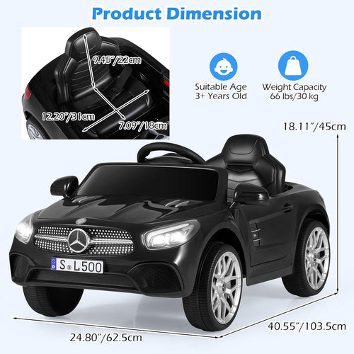 OLAKIDS Licensed Mercedes Benz SL500 12V Kids Ride On Car with Parental Remote, Suspension, Bluetooth & Music