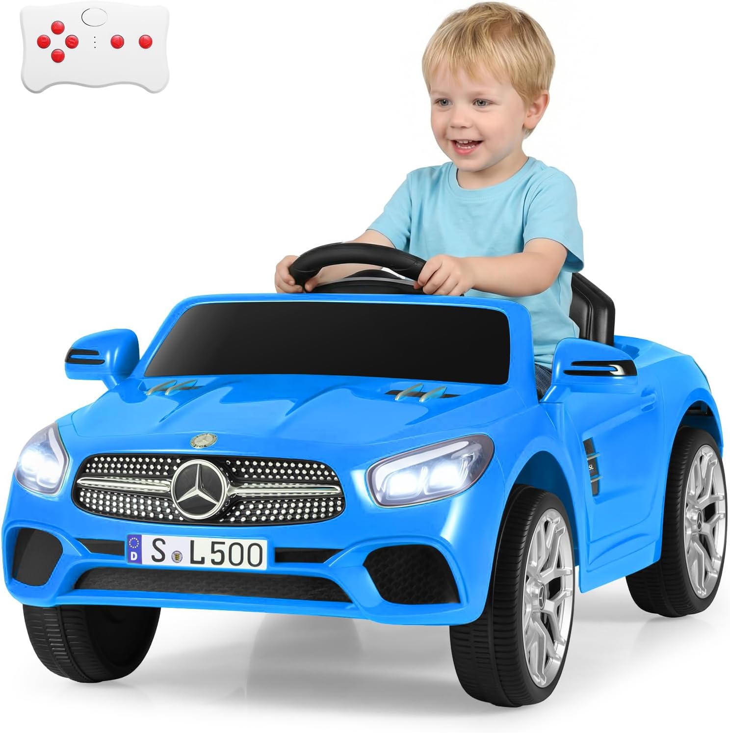 OLAKIDS Licensed Mercedes Benz SL500 12V Kids Ride On Car with Parental Remote, Suspension, Bluetooth & Music