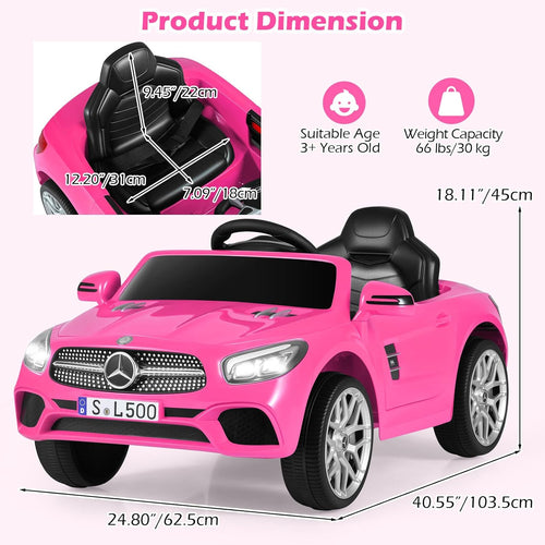 OLAKIDS Licensed Mercedes Benz SL500 12V Kids Ride On Car with Parental Remote, Suspension, Bluetooth & Music