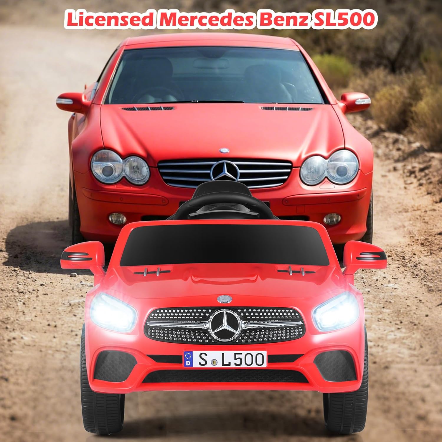 OLAKIDS Licensed Mercedes Benz SL500 12V Kids Ride On Car with Parental Remote, Suspension, Bluetooth & Music