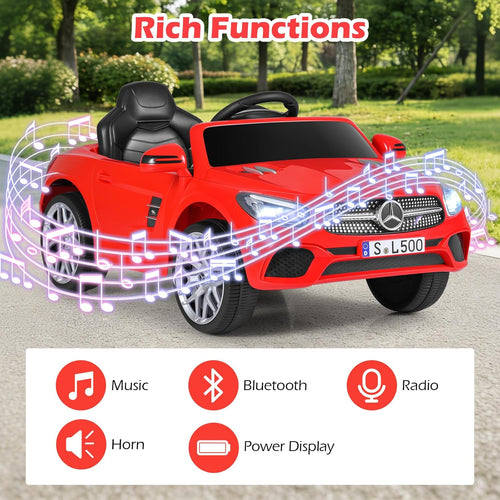 OLAKIDS Licensed Mercedes Benz SL500 12V Kids Ride On Car with Parental Remote, Suspension, Bluetooth & Music