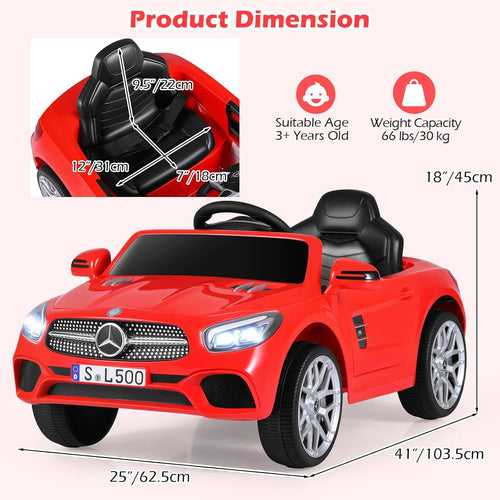 OLAKIDS Licensed Mercedes Benz SL500 12V Kids Ride On Car with Parental Remote, Suspension, Bluetooth & Music