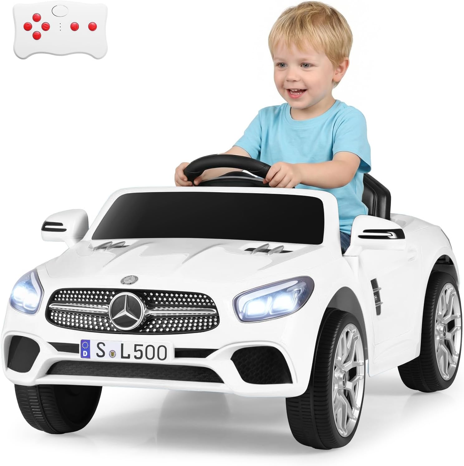 OLAKIDS Licensed Mercedes Benz SL500 12V Kids Ride On Car with Parental Remote, Suspension, Bluetooth & Music