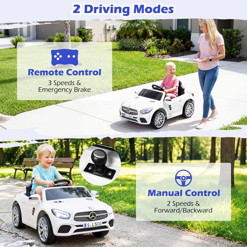 OLAKIDS Licensed Mercedes Benz SL500 12V Kids Ride On Car with Parental Remote, Suspension, Bluetooth & Music