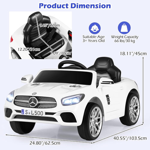 OLAKIDS Licensed Mercedes Benz SL500 12V Kids Ride On Car with Parental Remote, Suspension, Bluetooth & Music