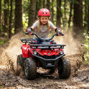 OLAKIDS 24V Kids ATV Quad with 5Mph Max Speed, Spring Suspension, LED Lights, Music & Story Player, Big Tires, 2 Storage Spaces, Ride On Car for Boys Girls Ages 3+