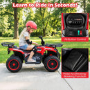 OLAKIDS 24V Kids ATV Quad with 5Mph Max Speed, Spring Suspension, LED Lights, Music & Story Player, Big Tires, 2 Storage Spaces, Ride On Car for Boys Girls Ages 3+