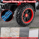 OLAKIDS 24V Kids ATV Quad with 5Mph Max Speed, Spring Suspension, LED Lights, Music & Story Player, Big Tires, 2 Storage Spaces, Ride On Car for Boys Girls Ages 3+