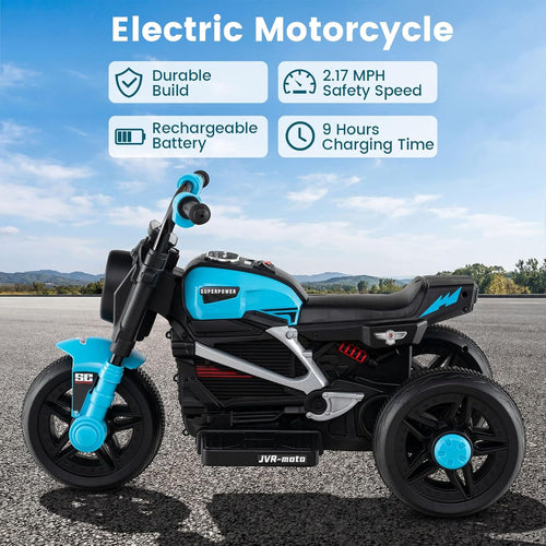 OLAKIDS 6V Kids Motorcycle with Forward & Reverse Switch, Headlight, Horn, Music, Story, USB Port