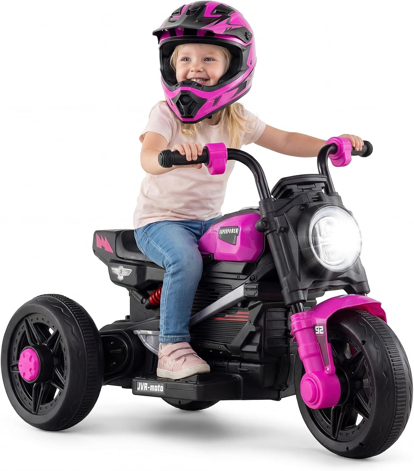 OLAKIDS 6V Kids Motorcycle with Forward & Reverse Switch, Headlight, Horn, Music, Story, USB Port