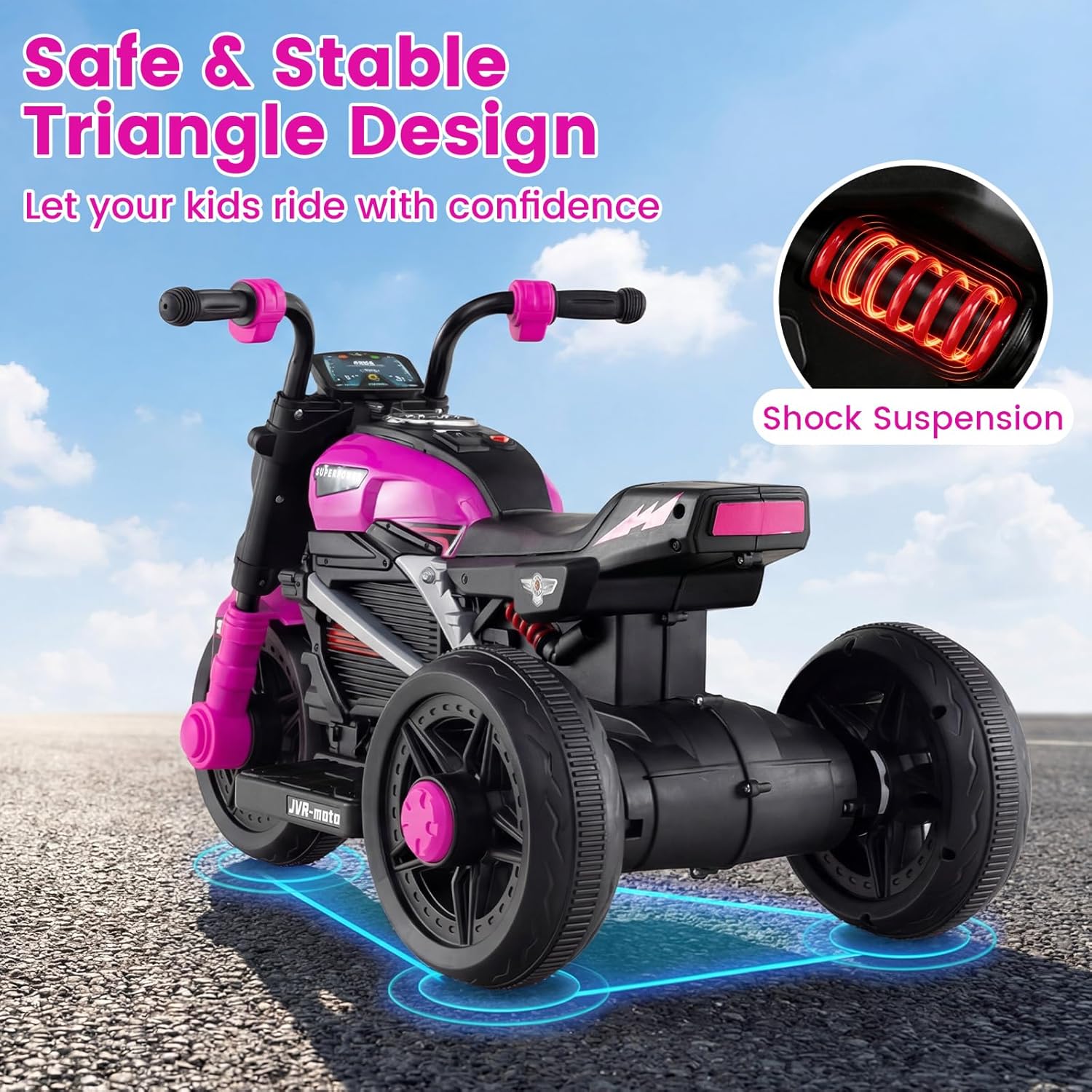 OLAKIDS 6V Kids Motorcycle with Forward & Reverse Switch, Headlight, Horn, Music, Story, USB Port