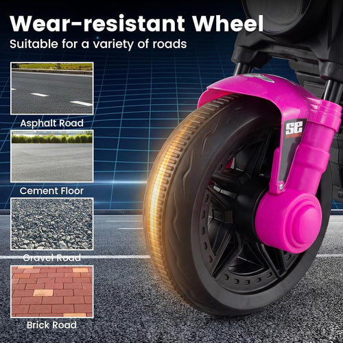 OLAKIDS 6V Kids Motorcycle with Forward & Reverse Switch, Headlight, Horn, Music, Story, USB Port