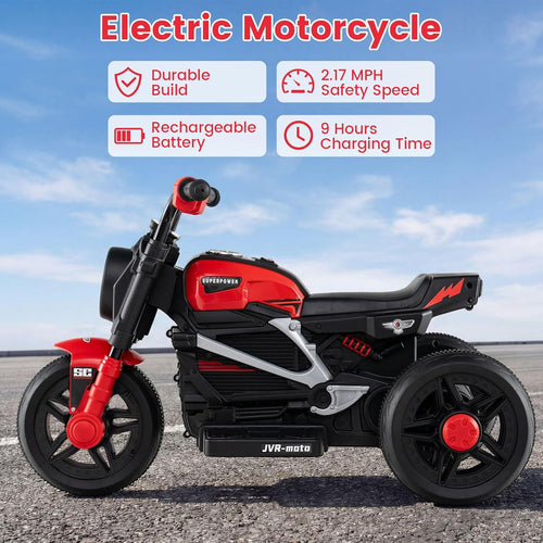 OLAKIDS 6V Kids Motorcycle with Forward & Reverse Switch, Headlight, Horn, Music, Story, USB Port