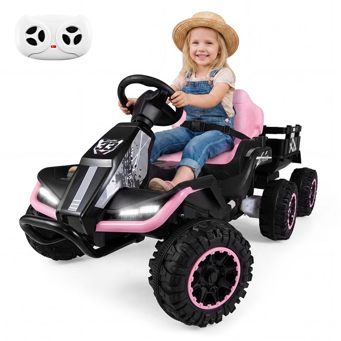 OLAKIDS 24V Ride On Toys for Big Kids with Detachable Trailer