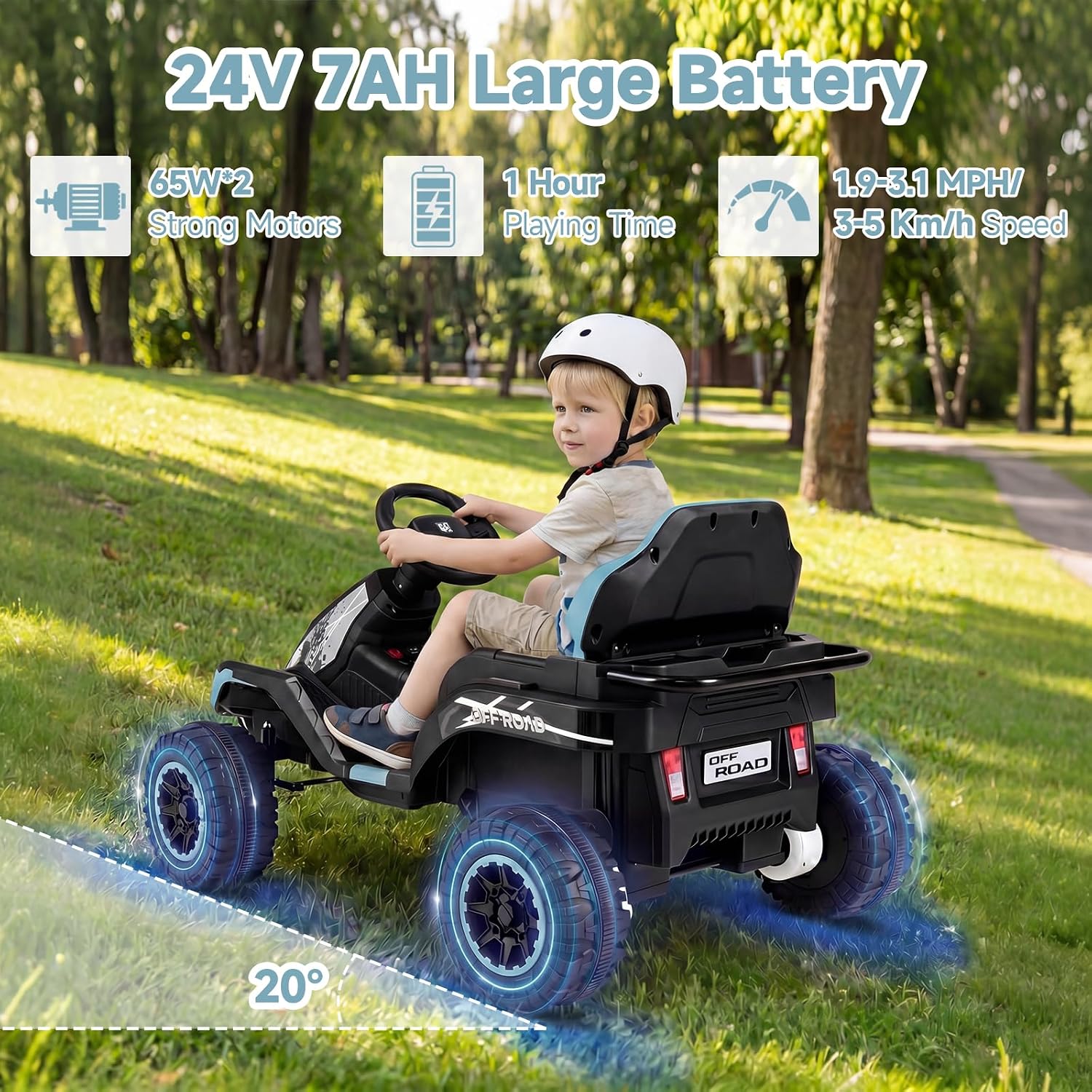OLAKIDS 24V Ride On Toys for Big Kids Aged 3+ with Detachable Trailer