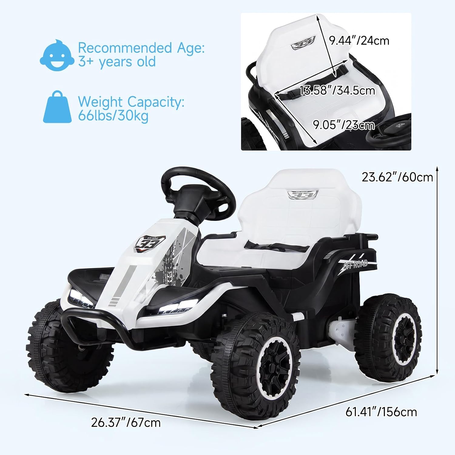 OLAKIDS 24V Ride On Toys for Big Kids Aged 3+ with Detachable Trailer