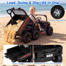 OLAKIDS 24V 2-Seater 4WD Ride On Dump Truck, Remote Control Electric UTV for Big Kids