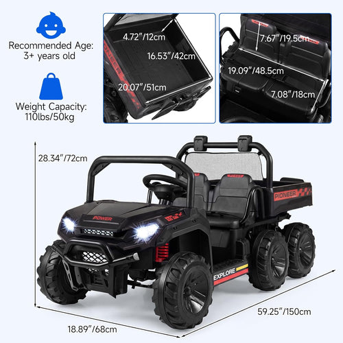 OLAKIDS 24V 2-Seater 4WD Ride On Dump Truck, Remote Control Electric UTV for Big Kids