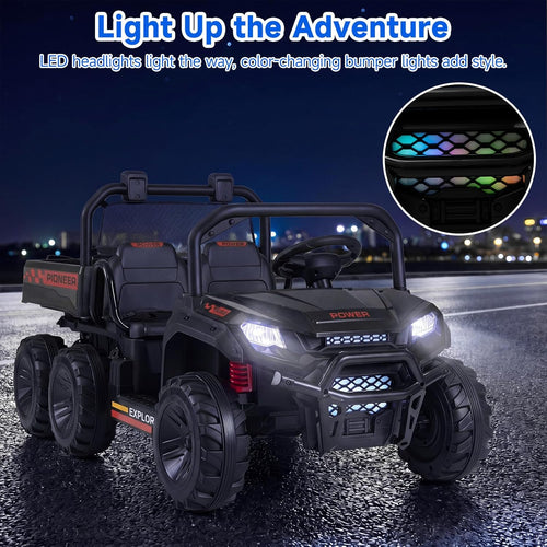OLAKIDS 24V 2-Seater 4WD Ride On Dump Truck, Remote Control Electric UTV for Big Kids