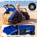 OLAKIDS 24V 2-Seater 4WD Ride On Dump Truck, Remote Control Electric UTV for Big Kids