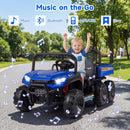 OLAKIDS 24V 2-Seater 4WD Ride On Dump Truck, Remote Control Electric UTV for Big Kids