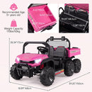 OLAKIDS 24V 2-Seater 4WD Ride On Dump Truck, Remote Control Electric UTV for Big Kids