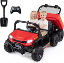 OLAKIDS 24V 2-Seater 4WD Ride On Dump Truck, Remote Control Electric UTV for Big Kids