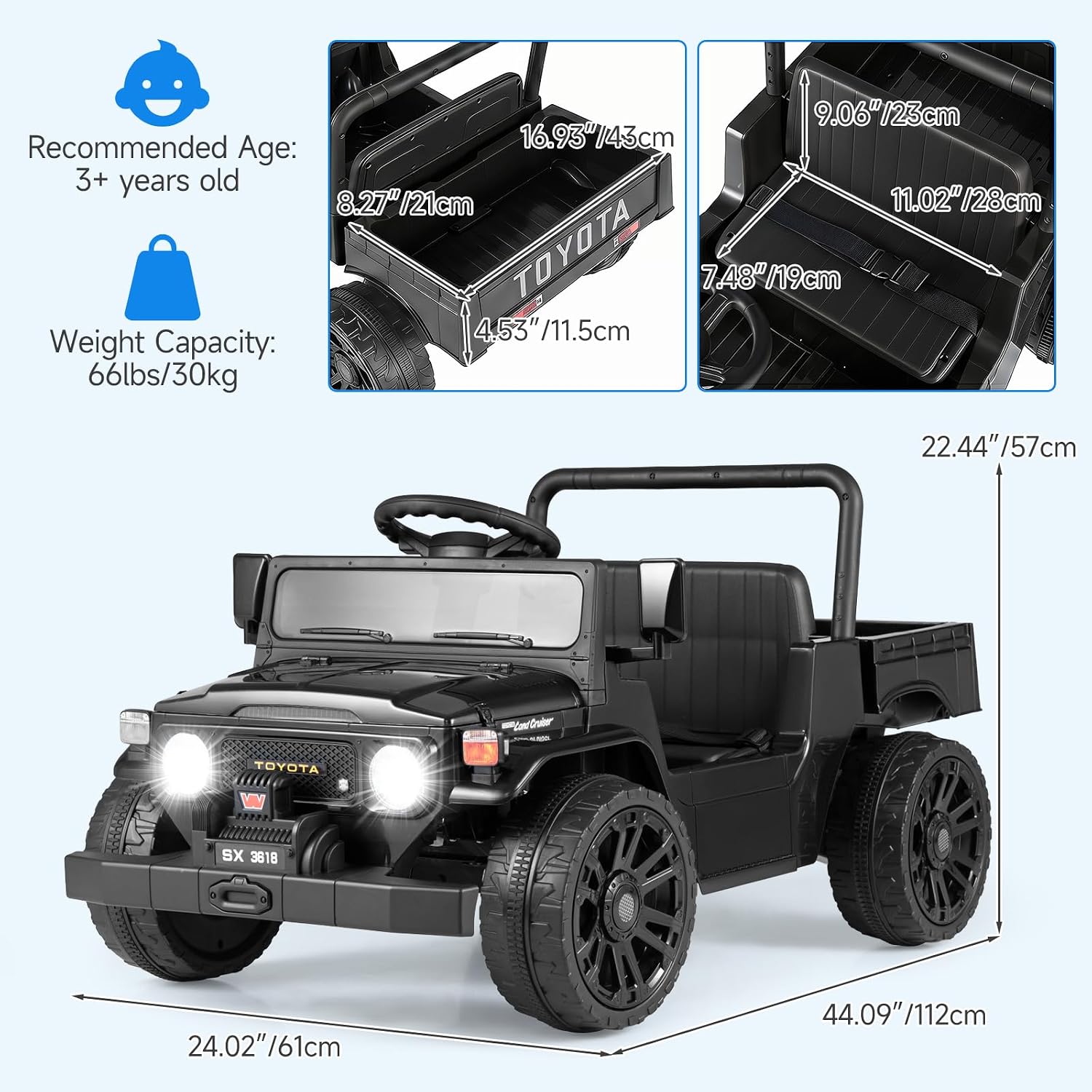 OLAKIDS 12V Licensed Kids Electric Ride On Truck with Dump Bed, Remote Control, Bluetooth Music Lights for Ages 3+