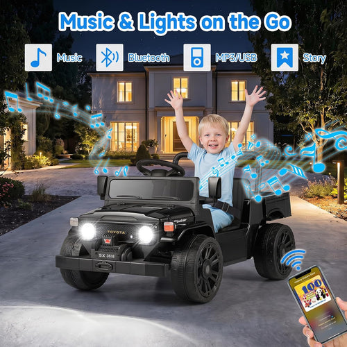 OLAKIDS 12V Licensed Kids Electric Ride On Truck with Dump Bed, Remote Control, Bluetooth Music Lights for Ages 3+