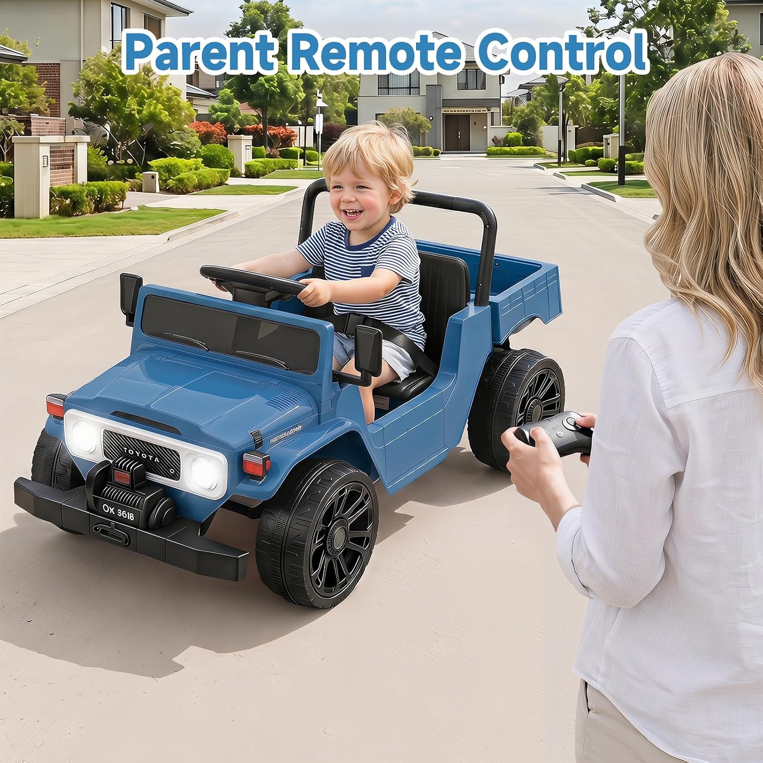OLAKIDS 12V Licensed Kids Electric Ride On Truck with Dump Bed, Remote Control, Bluetooth Music Lights for Ages 3+