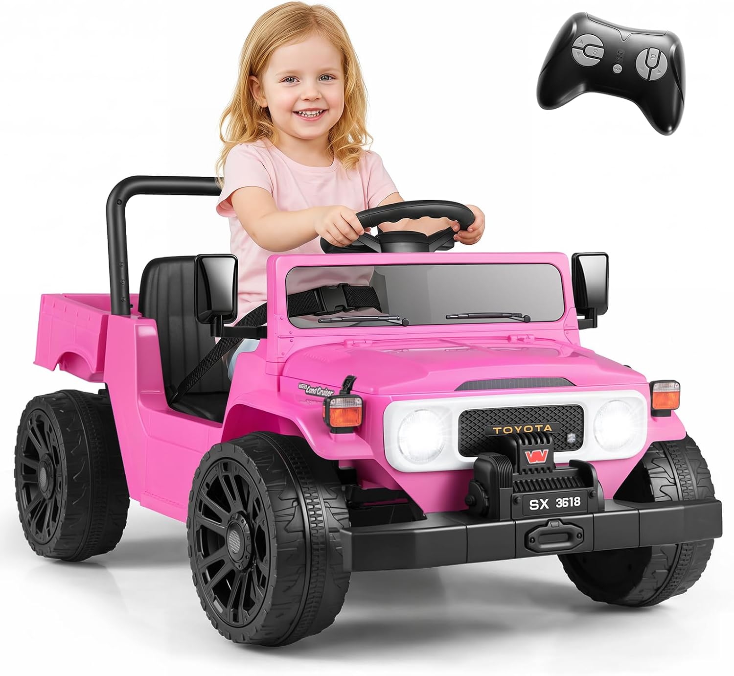 OLAKIDS 12V Licensed Kids Electric Ride On Truck with Dump Bed, Remote Control, Bluetooth Music Lights for Ages 3+