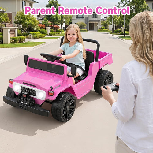 OLAKIDS 12V Licensed Kids Electric Ride On Truck with Dump Bed, Remote Control, Bluetooth Music Lights for Ages 3+
