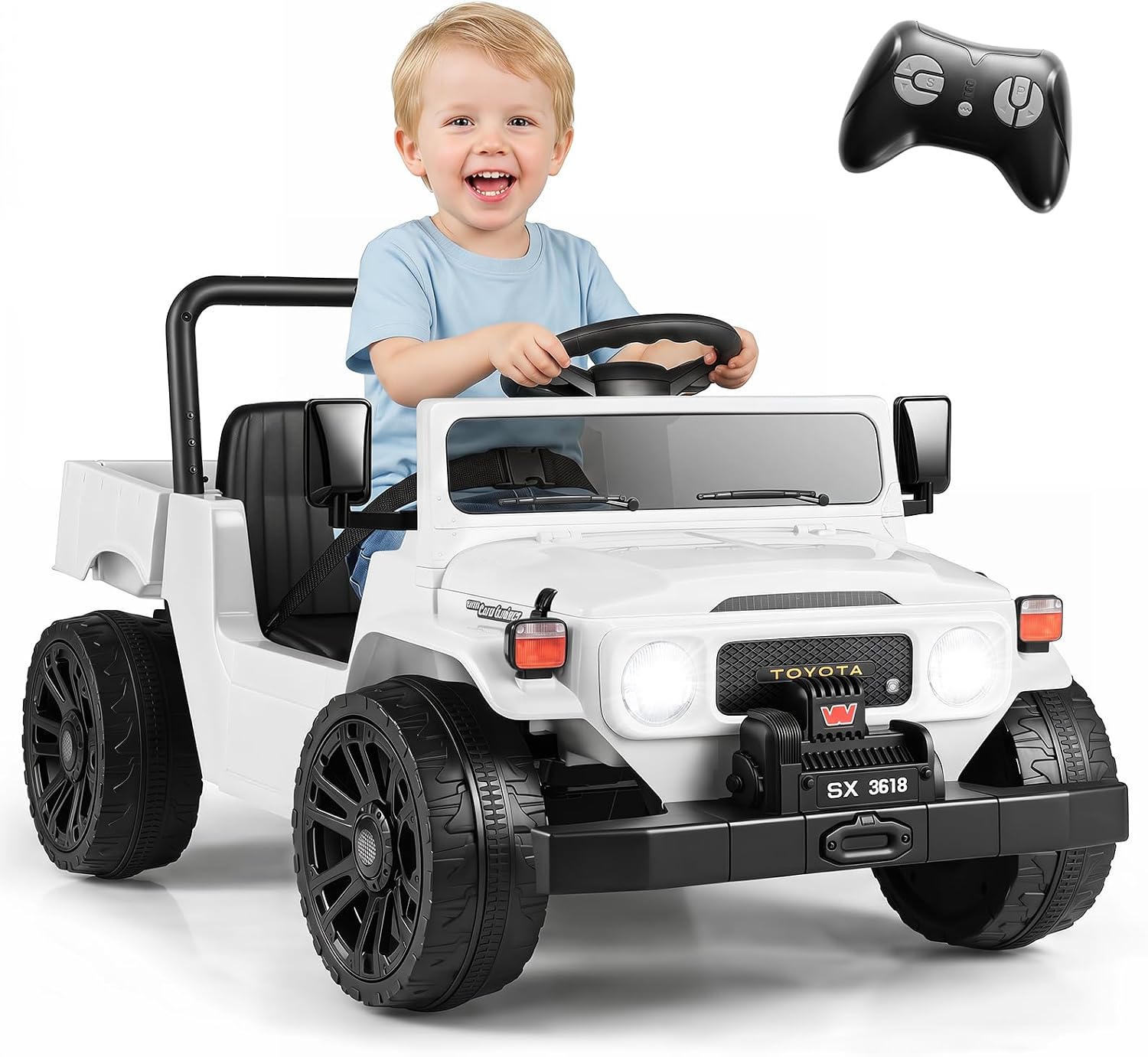 OLAKIDS 12V Licensed Kids Electric Ride On Truck with Dump Bed, Remote Control, Bluetooth Music Lights for Ages 3+