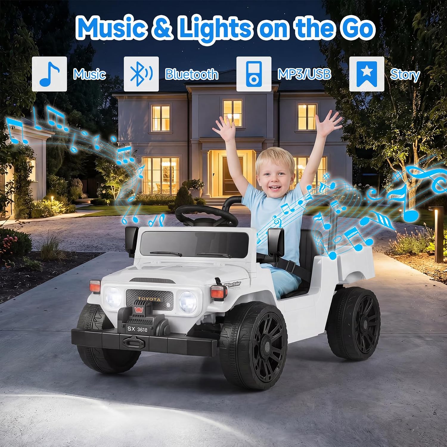OLAKIDS 12V Licensed Kids Electric Ride On Truck with Dump Bed, Remote Control, Bluetooth Music Lights for Ages 3+