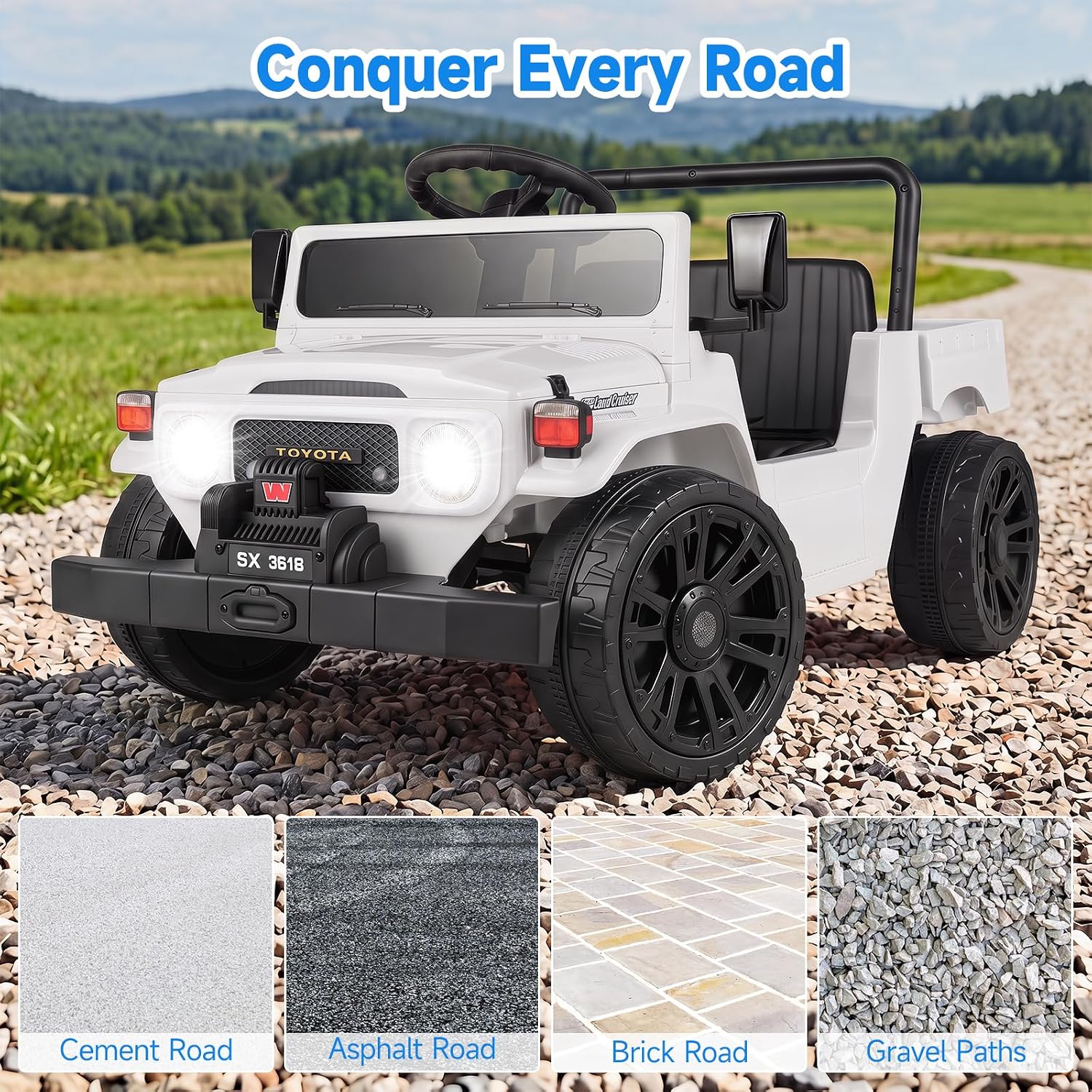 OLAKIDS 12V Licensed Kids Electric Ride On Truck with Dump Bed, Remote Control, Bluetooth Music Lights for Ages 3+
